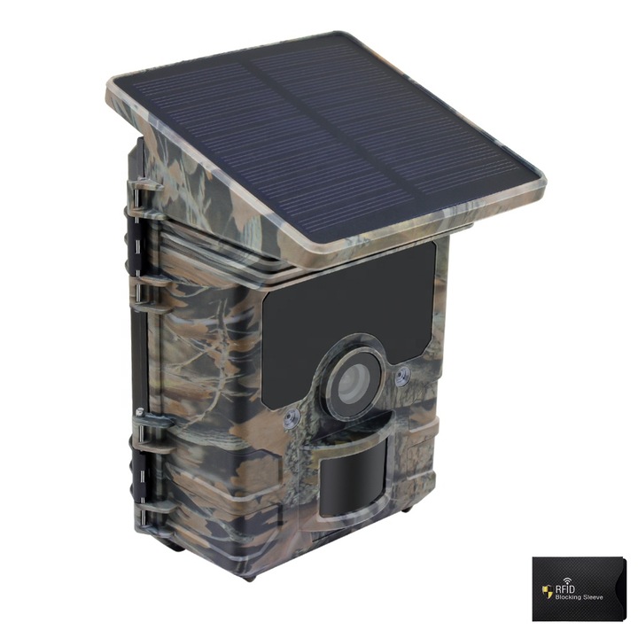 Camera Vanatoare 30MP cu Panou Solar, Night Vision, Senzor Miscare, Waterproof, 1 Protectie Rfid, UnderShop®