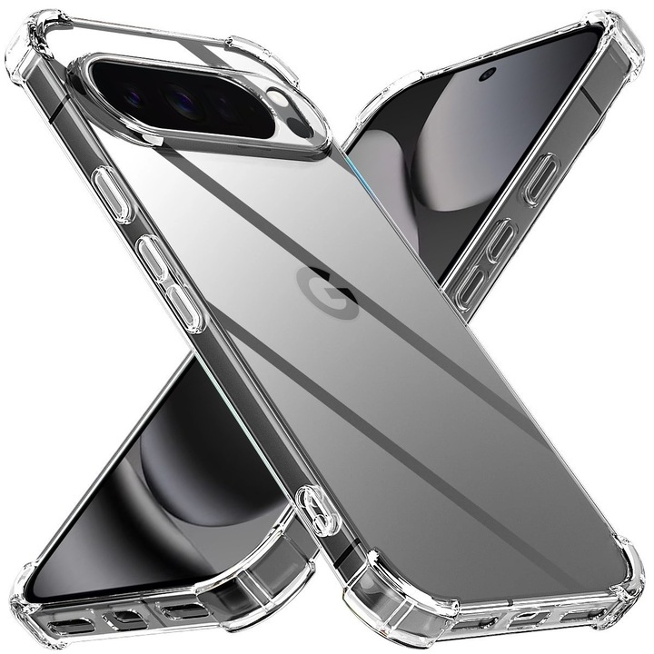 Google Pixel 10 Pro / Pixel 10 telefontok ütésálló, megerősített 4 sarokkal, átlátszó