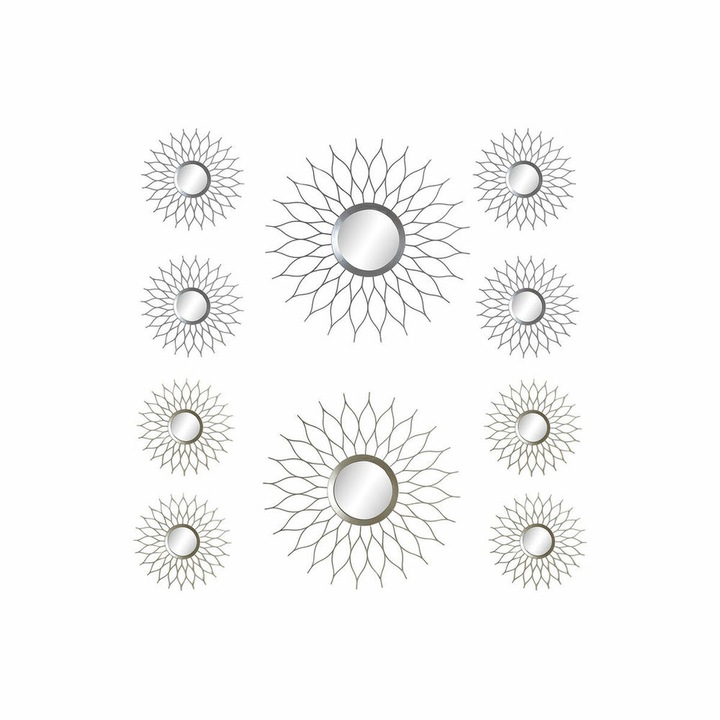 „Oglinda de perete DKD Home Decor Polipropilena (PP) Argintiu Sampanie Glam 2 sau 5 pcs Diverse modele – Montare pe perete 50 x 1, 5 x 50 cm / 25 x 1, 5 x 25 cm