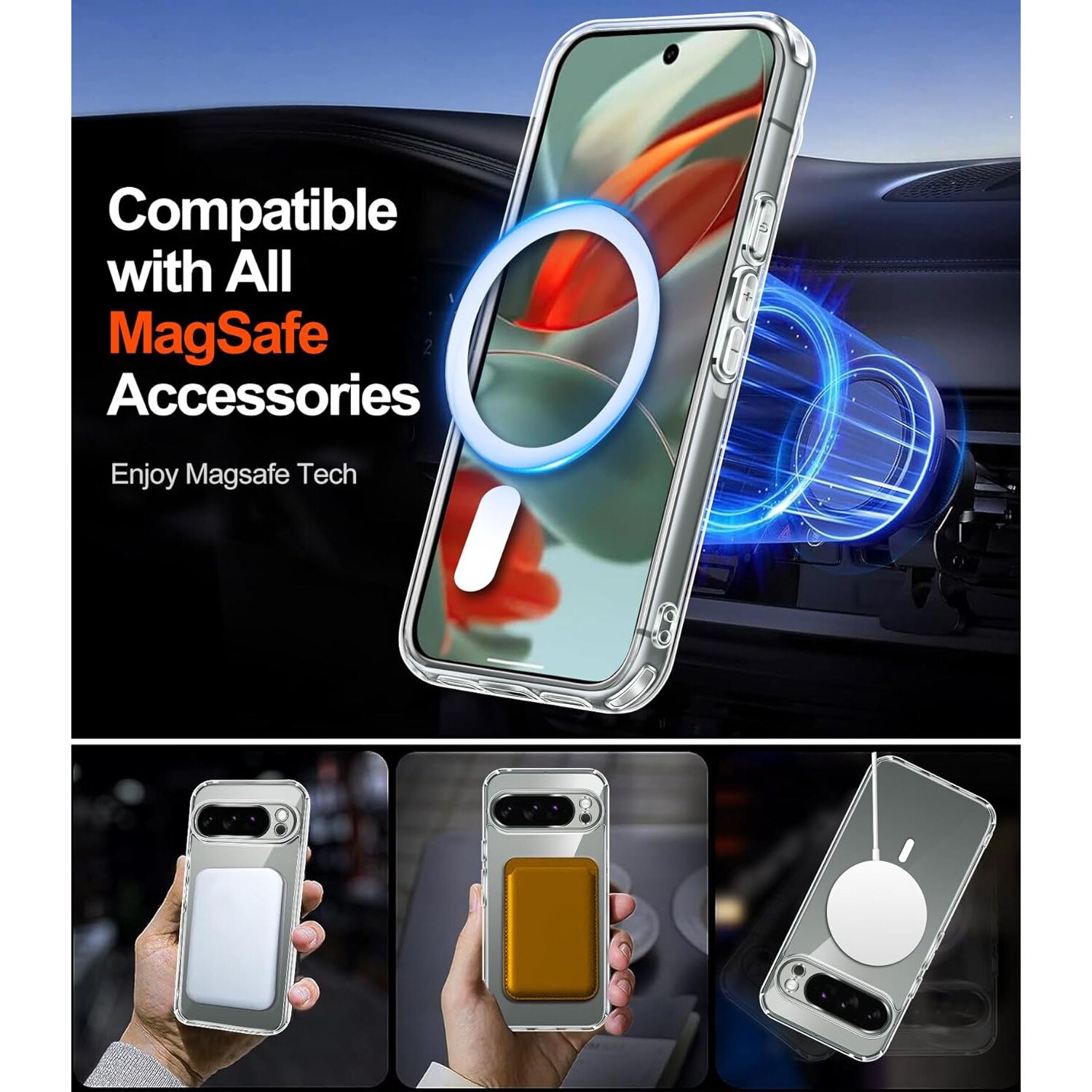 Husa pentru Google Pixel 10 Pro XL compatibila MagSafe Anti-Shock 1.5mm reinforced 4 corners - clear