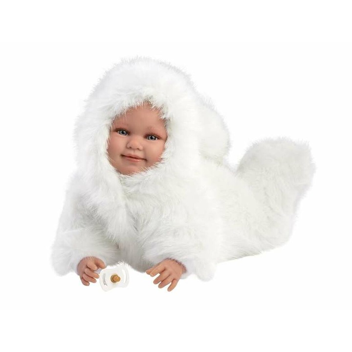 Llorens 5745050 Llorens: Luka 45cm-es mosolygós baba cumival fehér bársony bundában