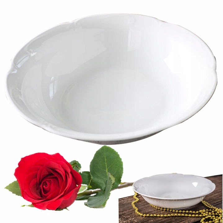 Tál, porcelán, Chodziez, 26 cm, fehér