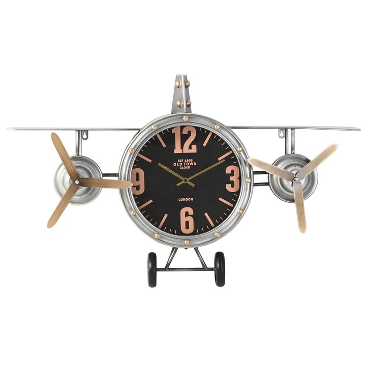 Ceas de Perete Home ESPRIT Auriu* Argintiu Metal Avion Vintage 87 x 17 x 52, 5 cm