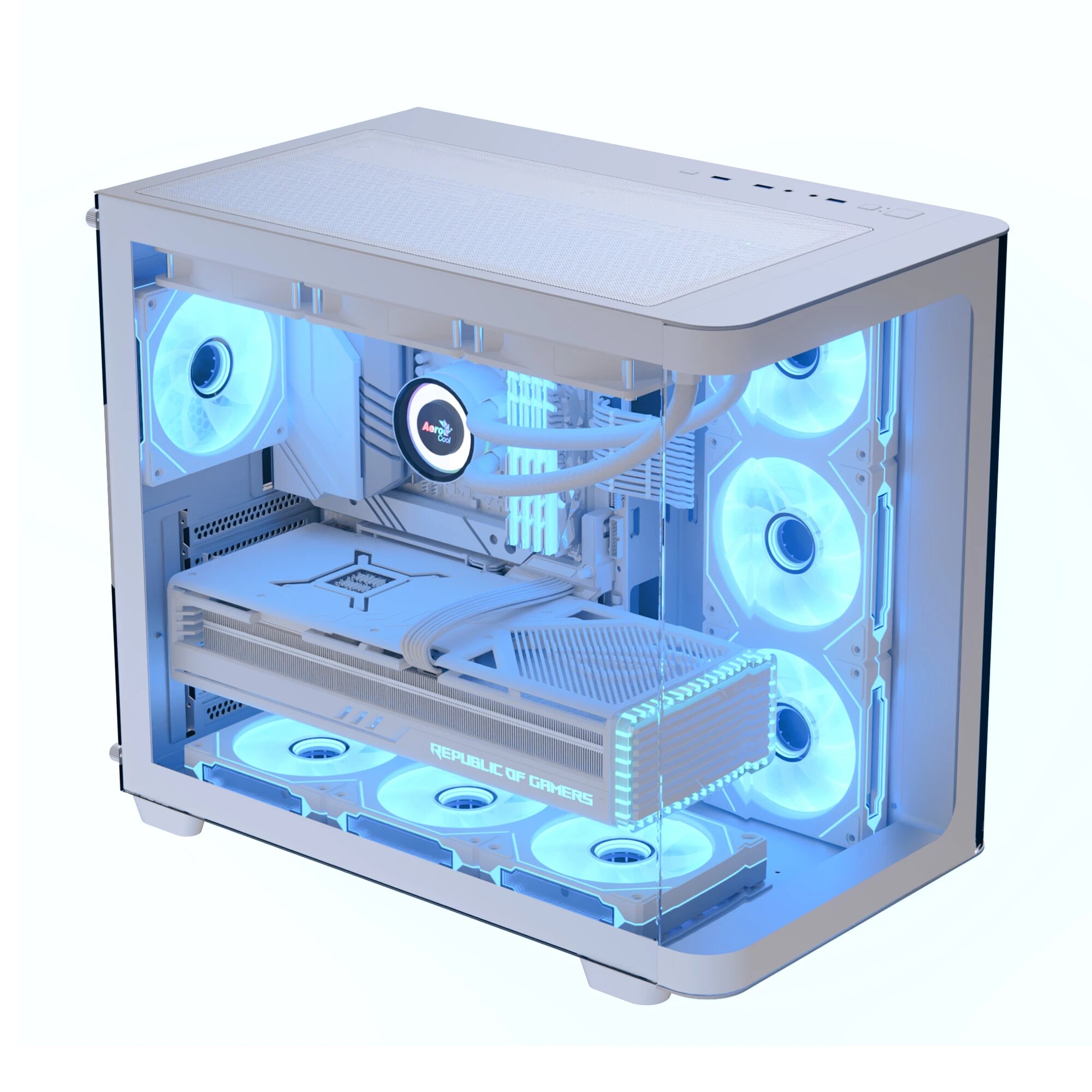 Infinity 9977 AeroCool ATX számítógépház, P500C-G-WT-v1 - 4 x 120 mm Infinity Mirror ...