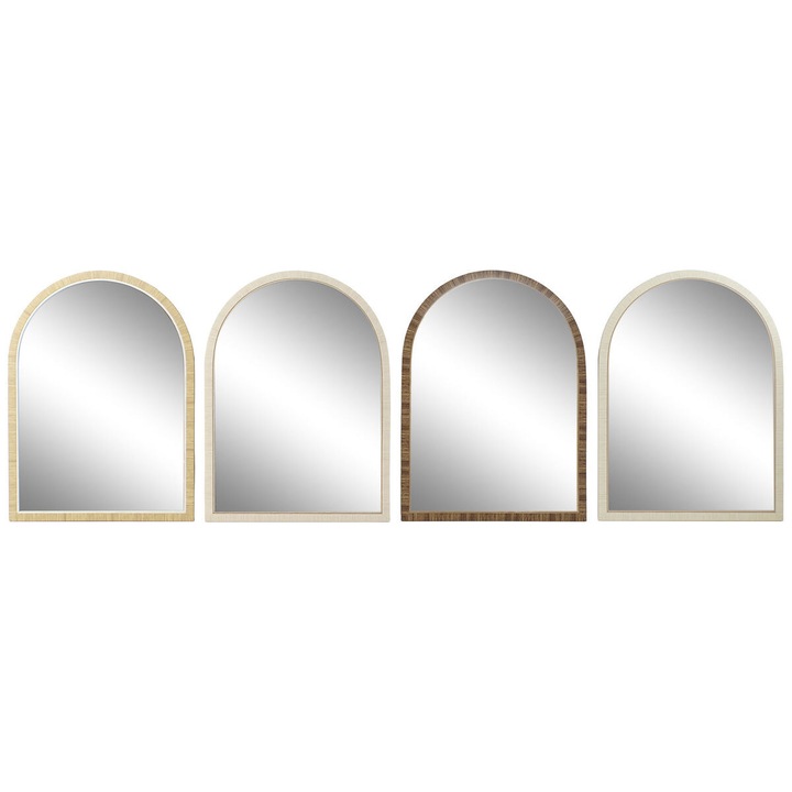 Oglinda de perete Home ESPRIT Maro Bej Natural Fildes Scandi 55 X 2 X 75 cm (4 Unitati)