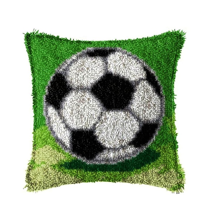 Комплект за бродиране, калъфка за възглавница „Направи си сам“, Montessori, футбол, многоцветна, 41x41 см