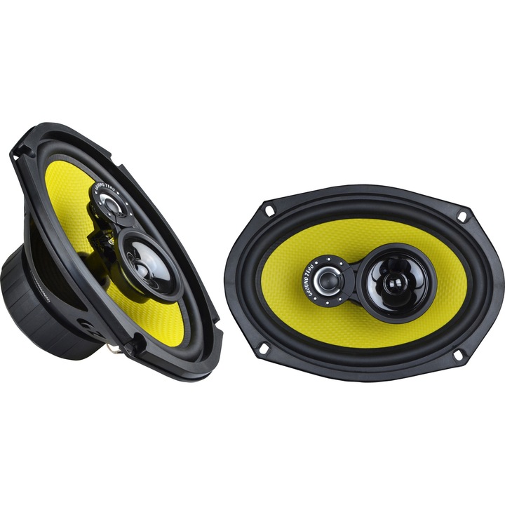 Set difuzoare auto coaxiale Ground Zero Titanium, GZTF 69TX, 3 cai, 190W, 130W RMS, 15 x 23cm