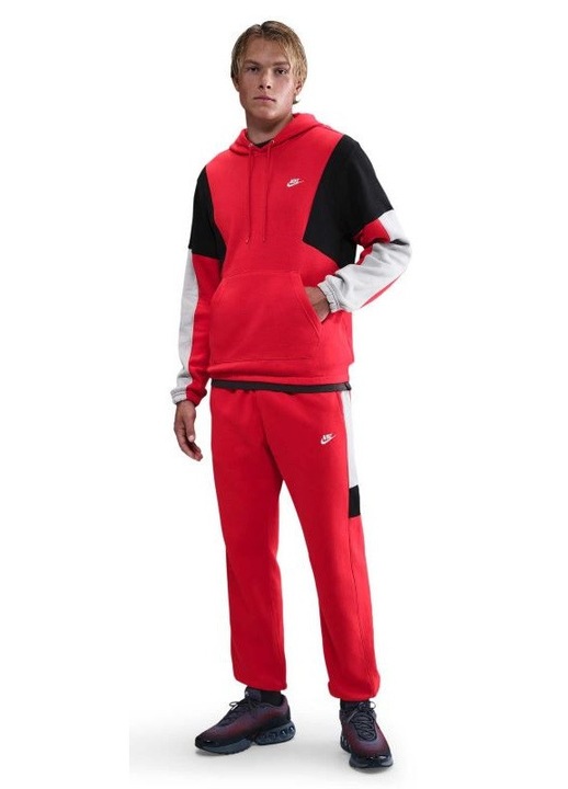 Nike, Trening din material fleece cu model colorblock Club, Rosu