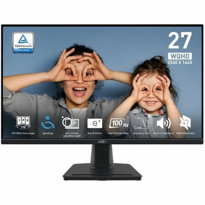 MSI PRO MP275Q Játékmonitor Wide Quad HD 27", 100 Hz, Fekete, 2560x1440px