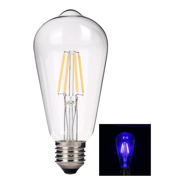 Vintage LED izzó E27 ST64 4W 185-240V (Edison retró) Meleg fehér