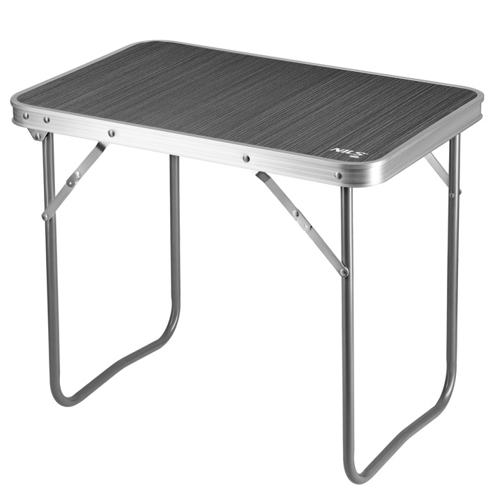 Masa camping NC3401, NILS CAMP, 60x40x50 cm, MDF, aluminiu, gri inchis