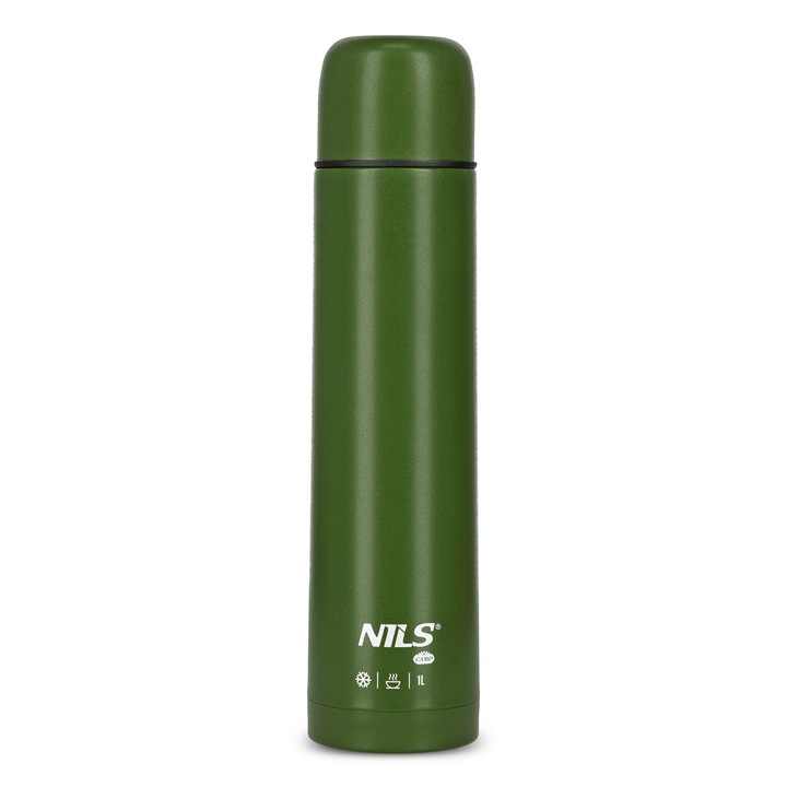 Termos camping, NILS CAMP NC3804, 1 litru, inox, 100% etans, 32,8x8,2cm