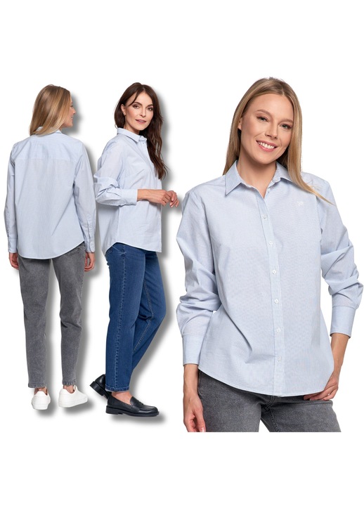 Camasa bumbac cu dungi, Moraj, maneca lunga, albastru, Albastru