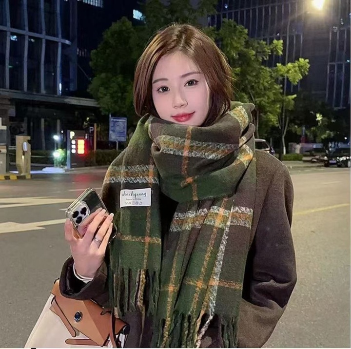 Fular dama, verde, gros, calduros