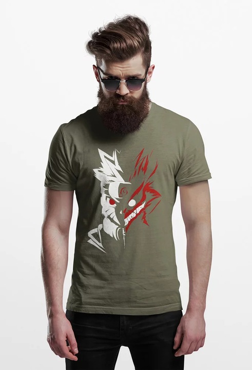 Tricou unisex D&B 150 AN00007 Naruto Verde Militar - Mărimea, Kaki pal