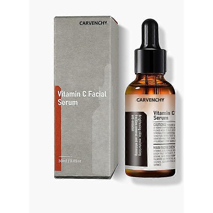 Ser facial cu vitamina C 30 ml, ser ferm si antirid, ser cu vitamina C + vitamina E pentru aspect tern al fetei, hidratare profunda