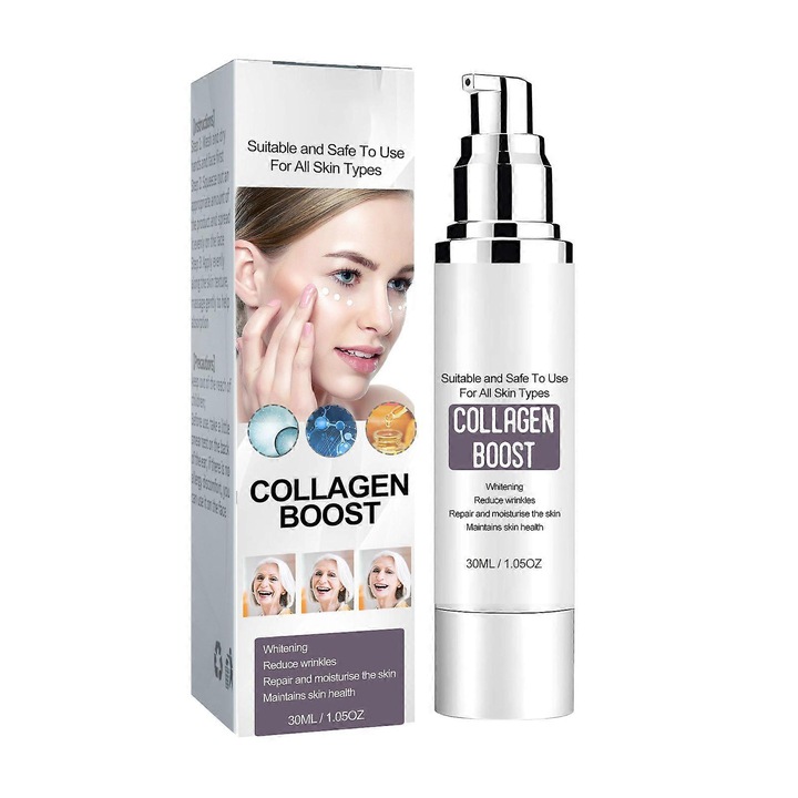 Serum anti-imbatranire Collagen Boost, 30ml, formula naturala, hidratant, pentru toate tipurile de piele