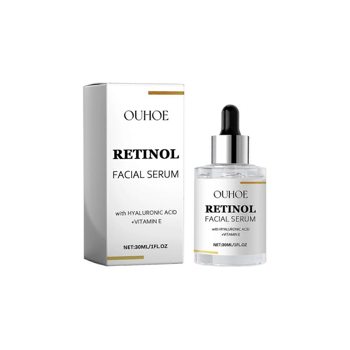Ser facial fermitate si anti-rid cu acid hialuronic si retinol, set 2 bucati, hidratare profunda, potrivit pentru toate tipurile de ten
