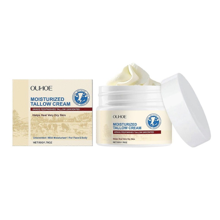 100% fűvel táplált marha faggyú arckrém, nyers mézzel, hidratáló száraz bőrre, 1 db.