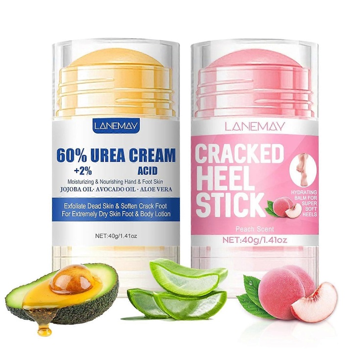 Hidratáló lábkrém, Lanemay, 2 stiftnyi készlet, karbamid, jojobaolaj, avokádóolaj, aloe vera, 50ml