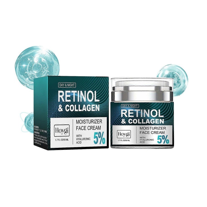 Retinolos és kollagénes arckrém öregedésgátló hatással, 5% hialuronsavval, lifting hatással, 24 óra, 1 szett