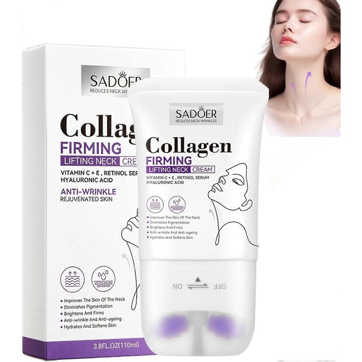 Kollagén krém arcra és nyakra, 3 szett, rolleres kialakítás, hidratáló, öregedésgátló