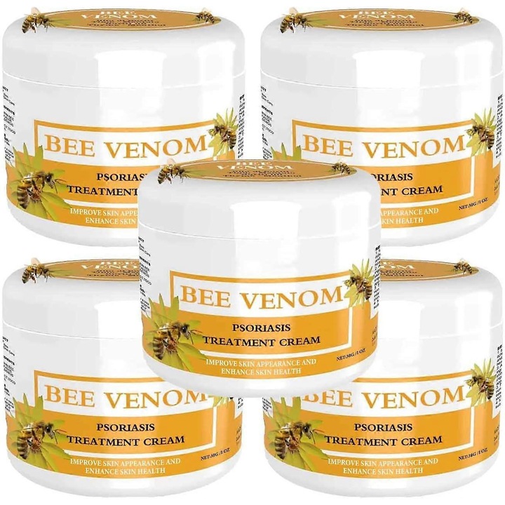 Set 5pcs Crema pentru Psoriazis cu Venin de Albine, Ingrijire a Pielii, Usor de Transportat