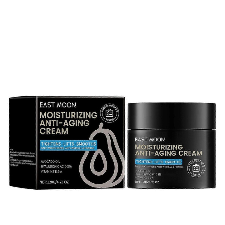 Хидратиращ крем за лице, с масло от авокадо и хиалуронова киселина, East Moon, за по-гладка текстура, 50 мл