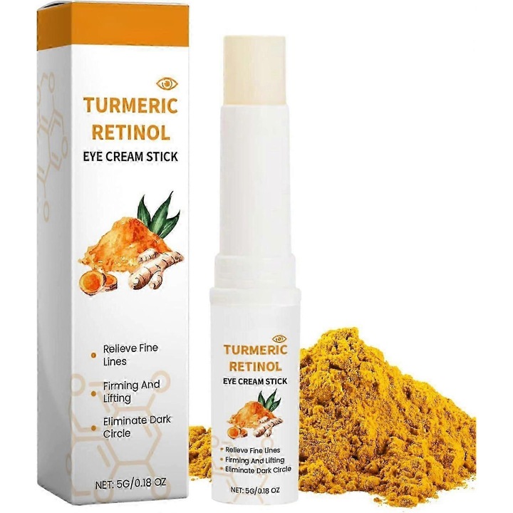 Крем за очи с куркума и ретинол, комплект от 3, намалява тъмните кръгове и подпухналостта, ефект против бръчки, интензивна хидратация