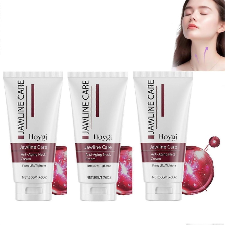 Feszesítő és lifting krém állkapocsra, 3 darabos készlet, aloe verával és jojobaolajjal, öregedésgátló, 50ml