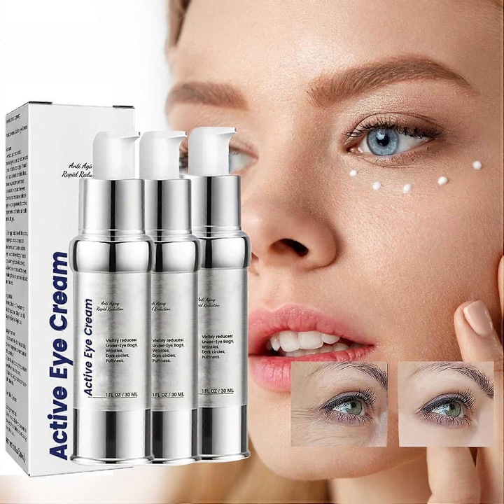 Azonnali szemkörnyékápoló krém, 3 darabos, csökkenti a sötét karikákat, feltölti a ráncokat, hidratál, bármilyen bőrtípusra alkalmas