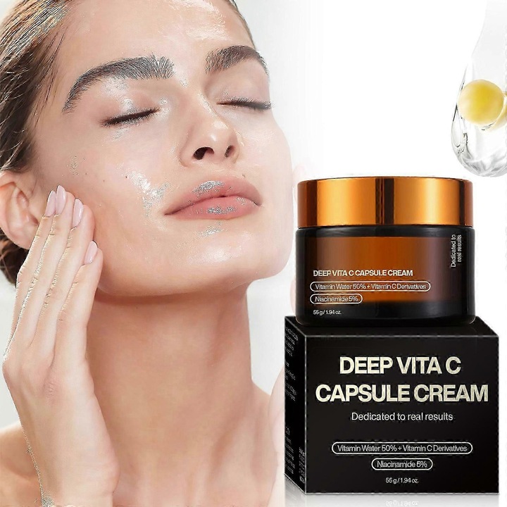 Crema de fata Deep Vita C Capsule, Hidratant cu vitamina C si colagen, efect anti-riduri