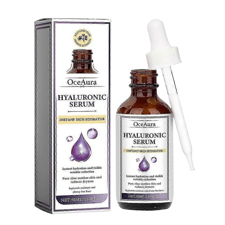 Serum facial cu acid hialuronic, hidratant, ferm, OceAura