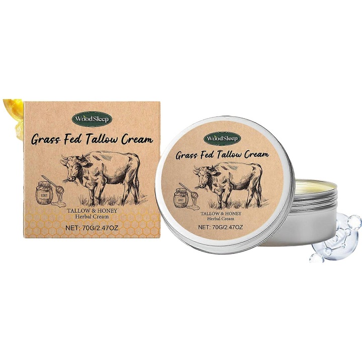 Hidratáló krém marhafaggyúból, 100% természetes, 3 darabos készlet, arcra és testre, érzékeny bőrre, illatmentes