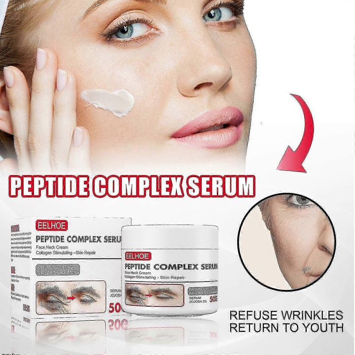 Крем за лице против бръчки, 50 г, с хиалуронова киселина и алое вера, хидратиращ и стягащ, EELHOE