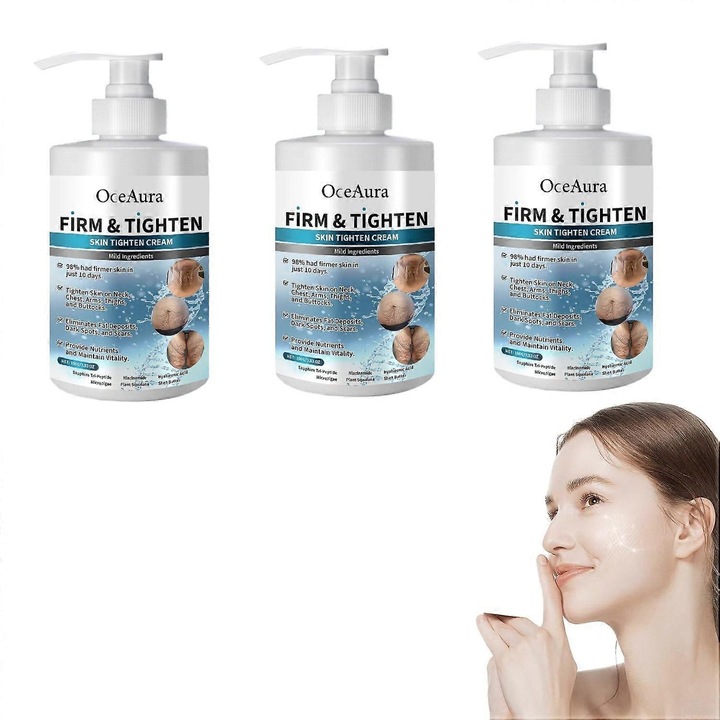 Arckrém feszesítésre, 3 darabos szett, kollagénnel és elasztinnal, hidratáló, 150ml, OceAura