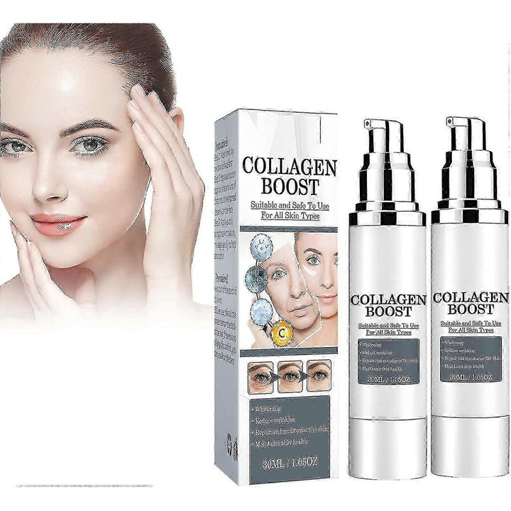 Serum anti-imbatranire Collagen Boost, 30ml, set 2 sticle, hidratare si reparare, Voletas
