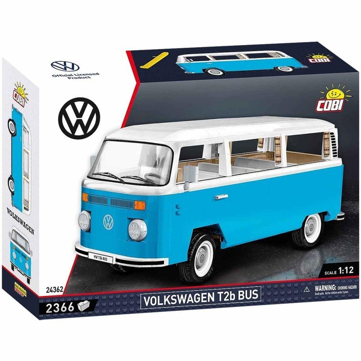 Set de Construit Cobi Volkswagen T2b Bus, 2366 piese, scara 1:12, 38x16x16,5cm