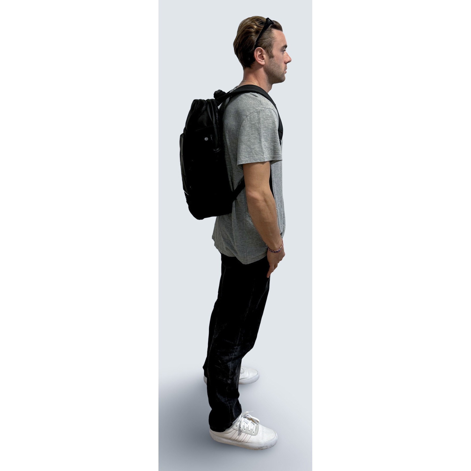 Rucsac laptop MYBALO Atlas, extensibil, impermeabil, cu port USB, 27-39 l, 46x31x20-26 cm, negru