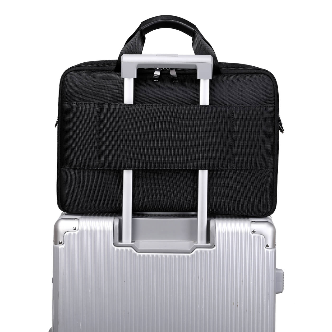 Geanta laptop MYBALO Lugano, 14", deschidere 180°, impermeabila, neagra, 19 l