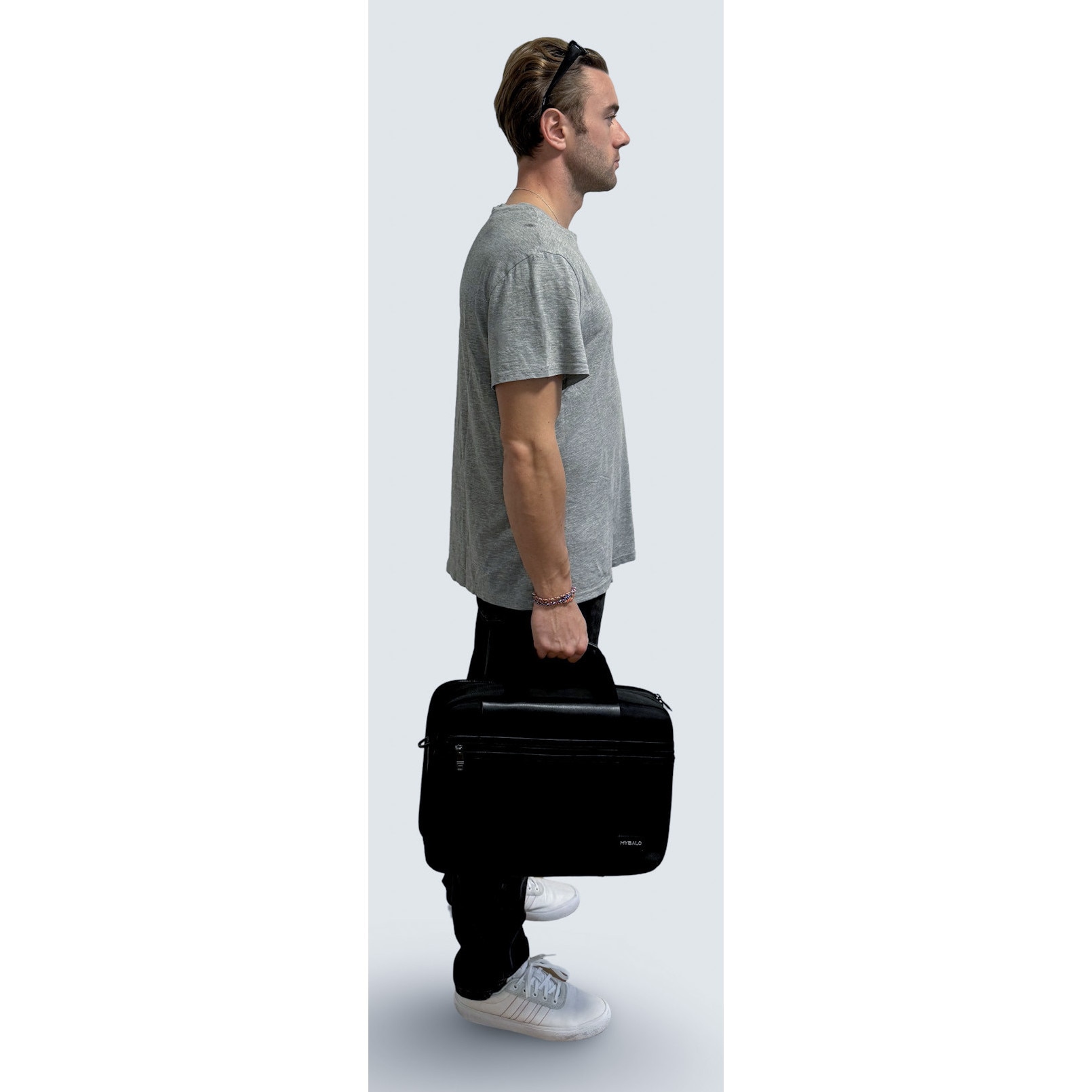 Geanta laptop MYBALO Lugano, 14", deschidere 180°, impermeabila, neagra, 19 l