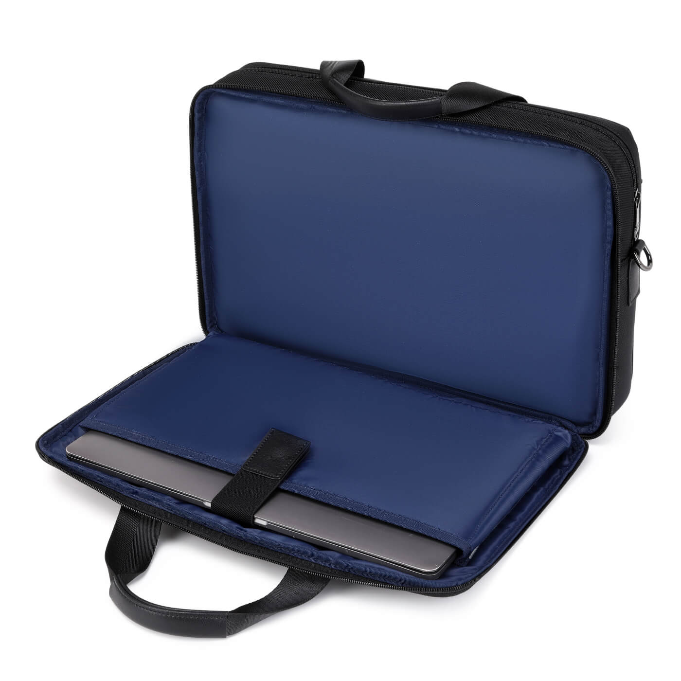 Geanta laptop MYBALO Lugano, 14", deschidere 180°, impermeabila, neagra, 19 l