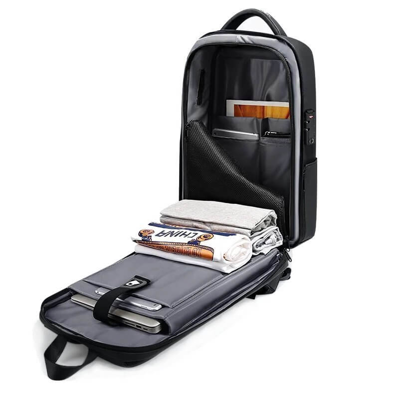 Rucsac de securitate pentru laptop 17,3", extensibil, schelet rigid, negru, 27-36 l
