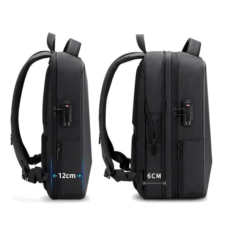 Rucsac de securitate pentru laptop 17,3", extensibil, schelet rigid, negru, 27-36 l