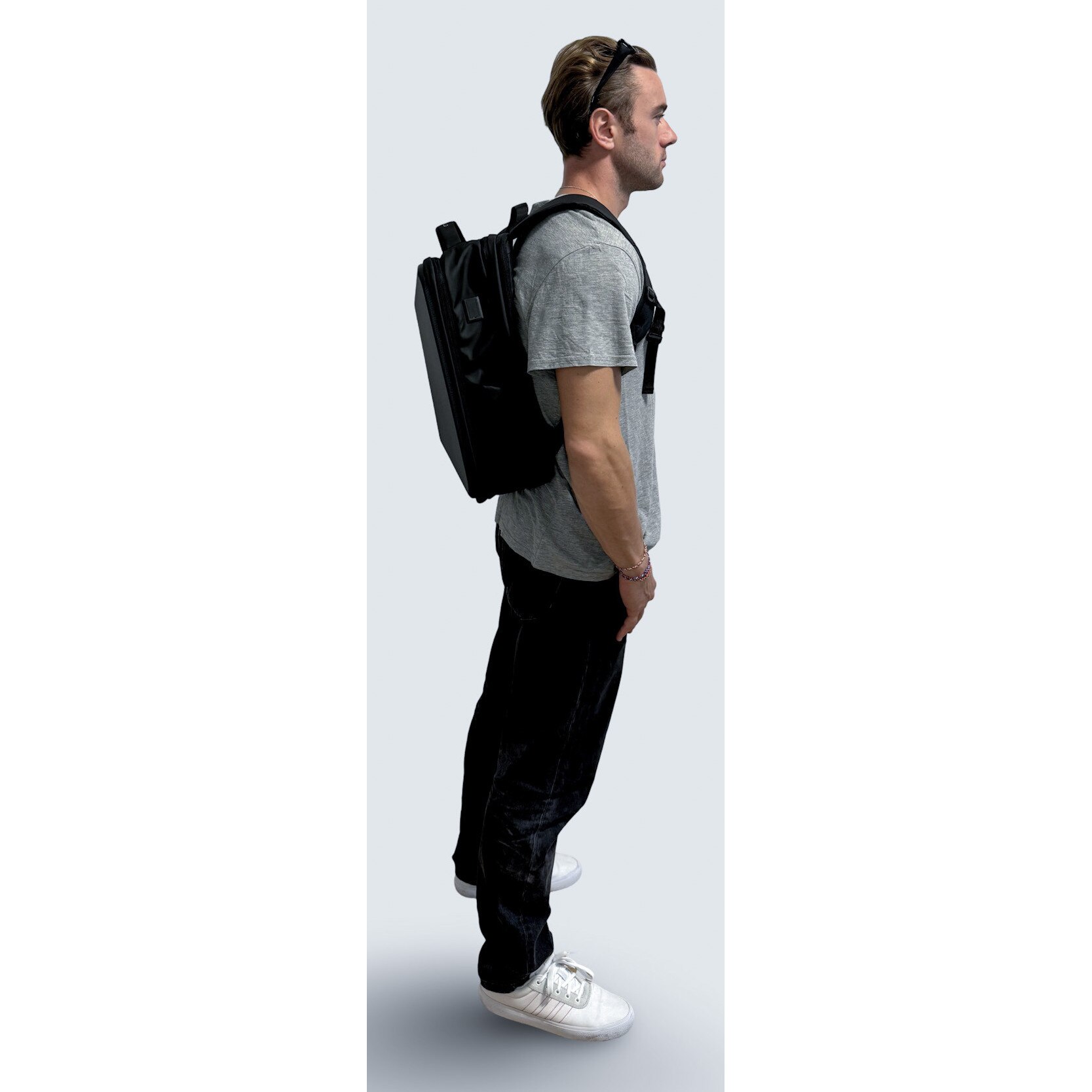 Rucsac de securitate pentru laptop 17,3", extensibil, schelet rigid, negru, 27-36 l