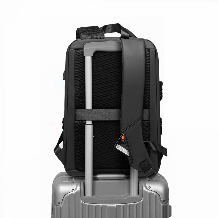 Rucsac de securitate pentru laptop 17,3", extensibil, schelet rigid, negru, 27-36 l