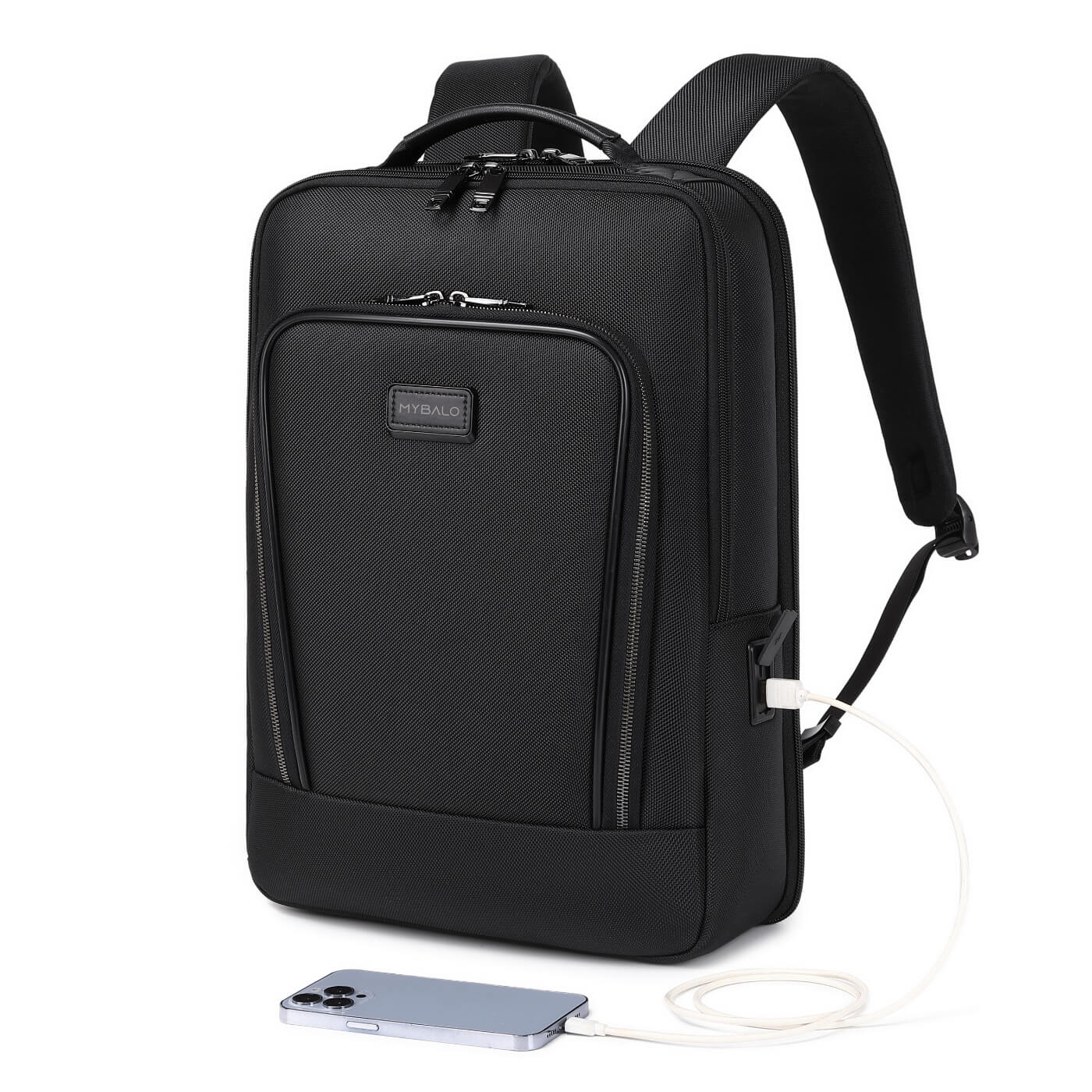 Rucsac business Gent pentru laptop 15.6", deschidere 180°, USB si USB-C, negru, 22 l