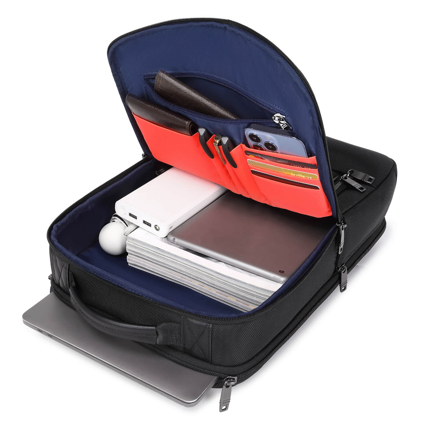 Rucsac business Gent pentru laptop 15.6", deschidere 180°, USB si USB-C, negru, 22 l