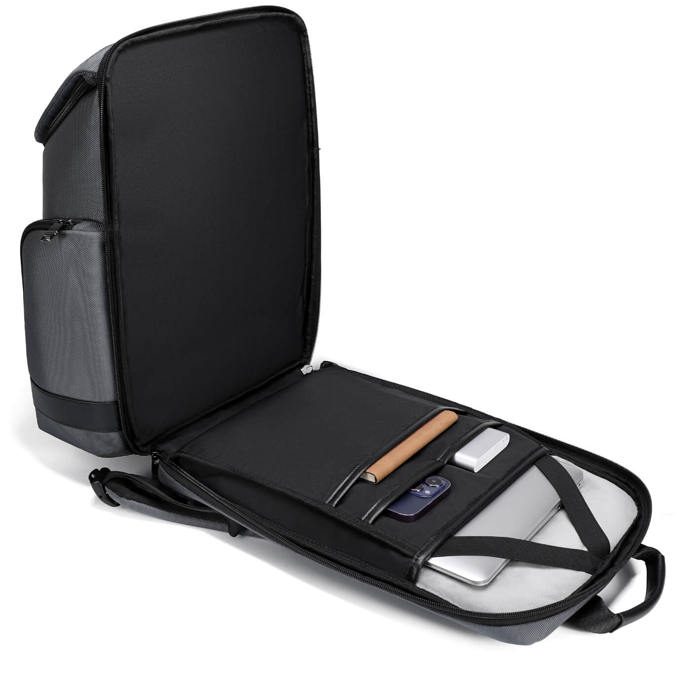 Rucsac laptop Bangi, 15,6", 26 l, ergonomie, USB si USB-C, gri, 42x30x17 cm