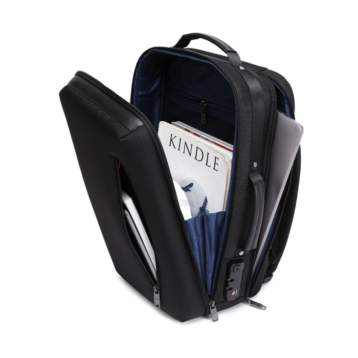Ghiozdan 2in1 MYBALO Santander, capacitate 24l, pentru laptop 15,6", tableta 9", impermeabil, negru, 42x30x18cm